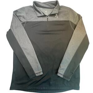 Browning Mens Quarter Zip Fleece Pullover Black Gray Large